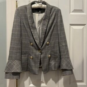 Laundry by Shelli Segal Jacket Plaid with Bell Sleeves Size 8 Fully Lined